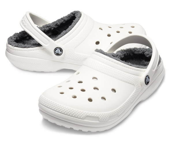 grey lined crocs